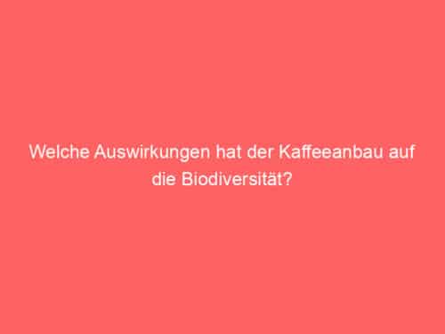 Welche Auswirkungen hat der Kaffeeanbau auf die Biodiversität?