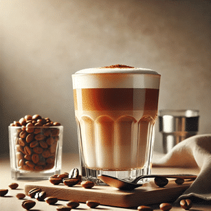 Latte Macchiato im Glas mit Milch und Espresso
