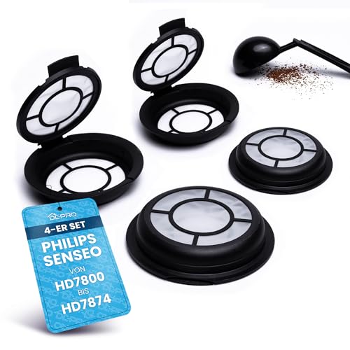 4 x DL-pro Kaffeepads Kaffeefilter für Melitta 180424 nachfüllbar permanent Padfilter für Senseo Kaffeemaschine HD7800 bis HD7874 4Stk mit Kaffeepulverlöffel