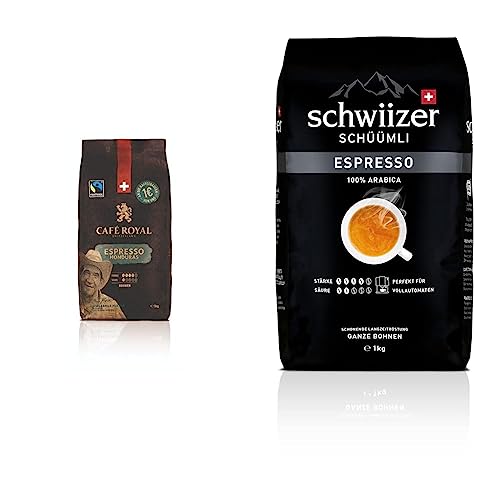 Café Royal Honduras Espresso Kaffeebohnen 1kg - Intensität 4/5-100% Arabica Fairtrade & Schwiizer Schüümli Espresso Ganze Kaffeebohnen 1kg - Intensität 4/5 - UTZ-zertifiziert