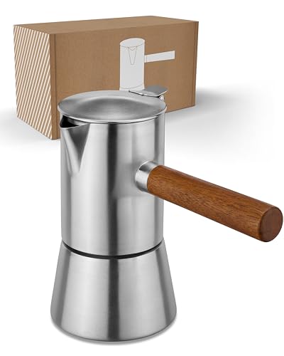 LAMBDA COFFEE® Espressokocher Induktion geeignet 300ml Edelstahl 5-6 Tassen I Outdoor Mokkakanne | Espresso Maker Kaffeebereiter