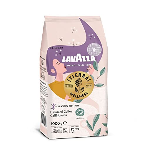 Lavazza, Tierra Wellness, Gemahlener Kaffee, Ideal für die Mokka-Kanne, ein Delikater mit Schokoladenaromen, Arabica und Robusta, Intensität 5/10, Mittlere Röstung, 1 kg Packung