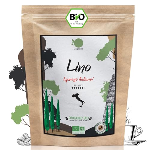 ORIGEENS BIO Espresso Bohnen 1kg | Italienischer Bio-Kaffee Ganze Bohnen 80% Arabica 20% Robusta | Kaffeebohnen Espresso, Traditionelle Röstung