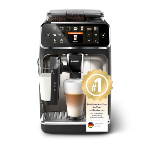 PHILIPS Domestic Appliances 5400 Series Kaffeevollautomat - LatteGo-Milchsystem, Langlebiges Keramikmahlwerk, 12 Kaffeespezialitäten, TFT-Display, 4 Benutzerprofile, Chromdesign (EP5447/90)