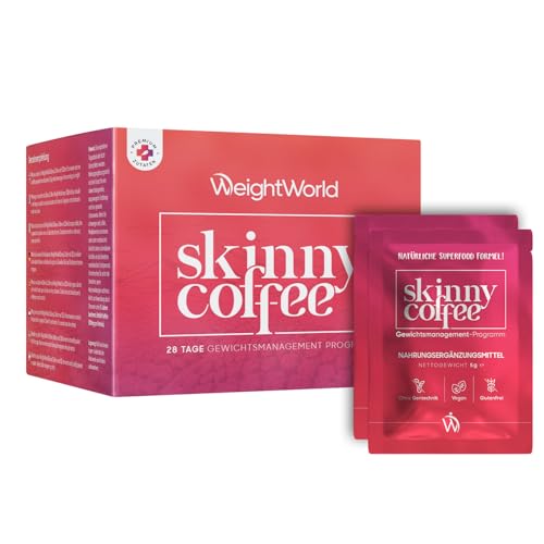 Skinny Coffee - Arabica Kaffee mit Chlorella, Grüntee, Grüner Kaffee, Guarana & L Carnitin - Low Carb, Keto Kaffee - Kalorienarm & reich an Ballaststoffen - 28 Tage Vorrat - WeightWorld