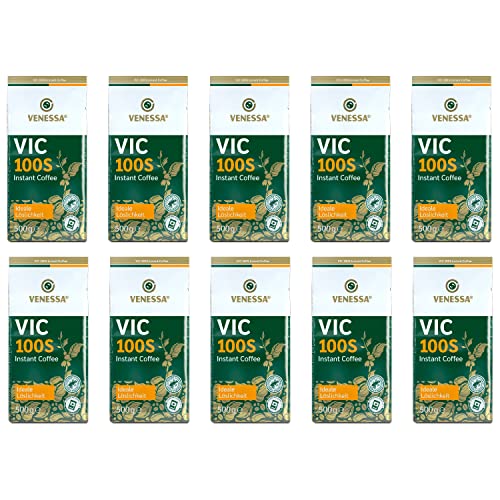 Venessa VIC 100S UTZ-zertifizierter Instant Kaffee 10er Pack, 10 x 500 g, Premium Kaffee für Kaffeeautomaten, Kaffeespezialität, schonend geröstet, gefriergetrocknet